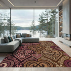 Rich Chocolate Crimson Heart Paisley Rug