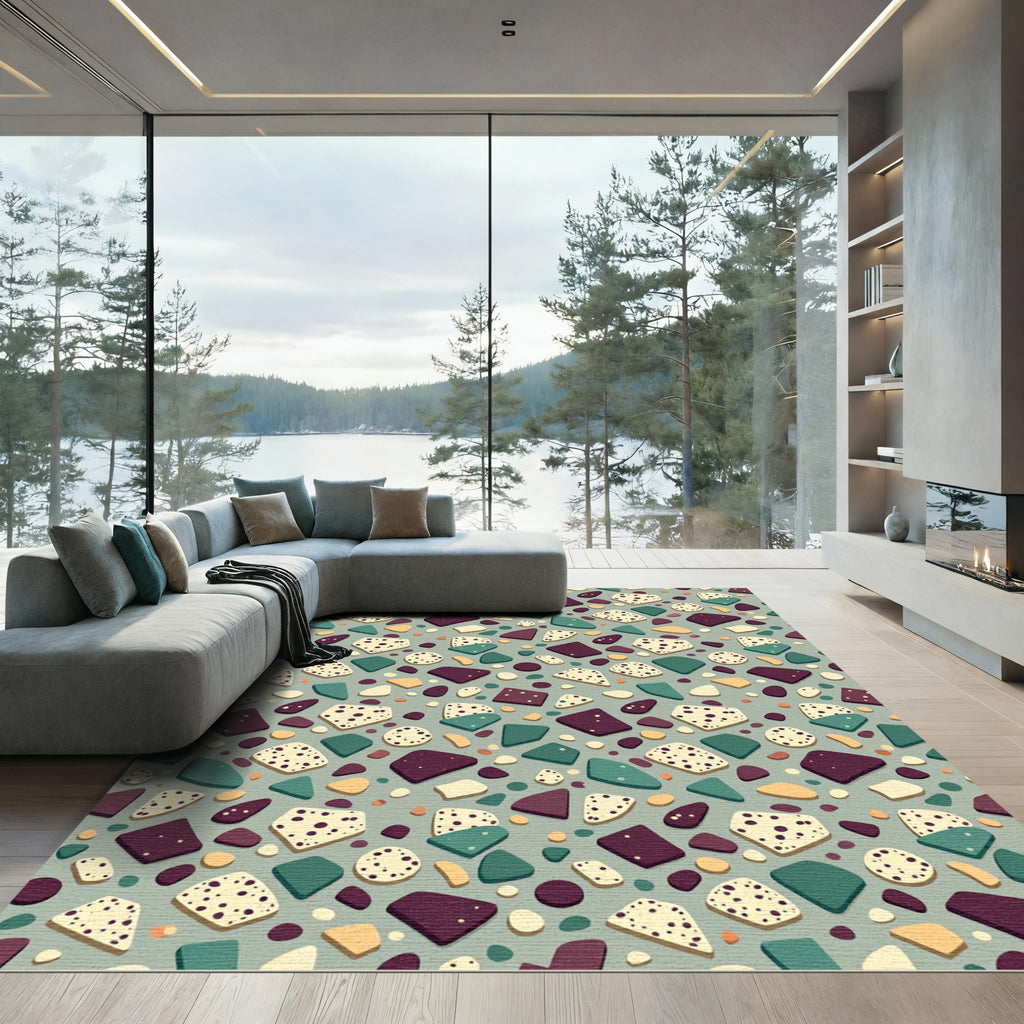 Mid Century Modern Terrazzo Speckled Tile Rug