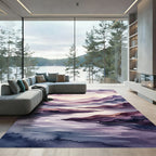 Ethereal Purple Watercolor Mountain Riverscape Rug