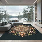 Vintage Floral Medallion Earthy Gold Rug