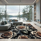 Grayscale And Peach Rose Smoke Rug