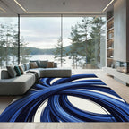 Deep Blue Swirl Brushstroke Rug