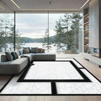 Modern White Geometric Interlocking Cubes Rug