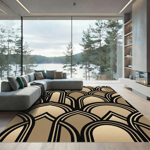 Art Deco Golden Arch Geometric Rug