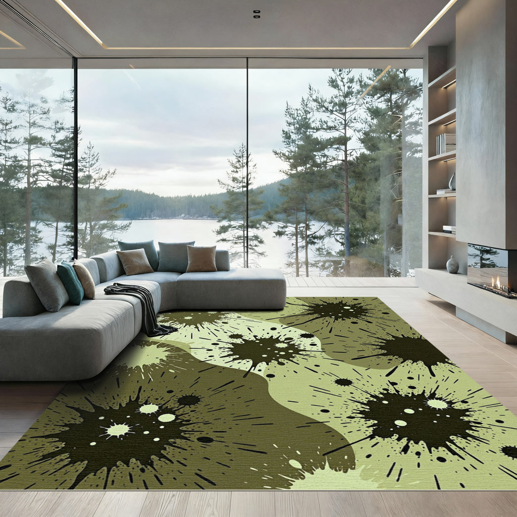 Emerald Splatter Organic Wave Rug