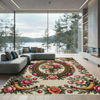 Gilded Horn Floral Bouquet Arrangement Rug