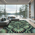 Sage Green Botanical Palm Frond Echo Rug
