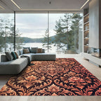 Ornate Amber Floral Damask Rug