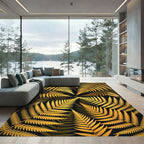 Golden Fern and Wheat Botanical Art Rug