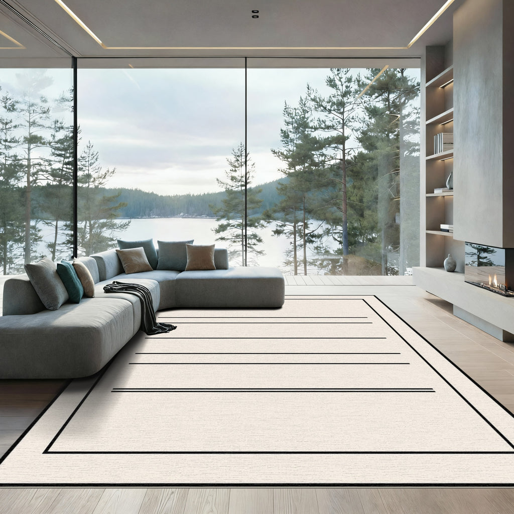 Minimalist Cream Stripe A Design Rug