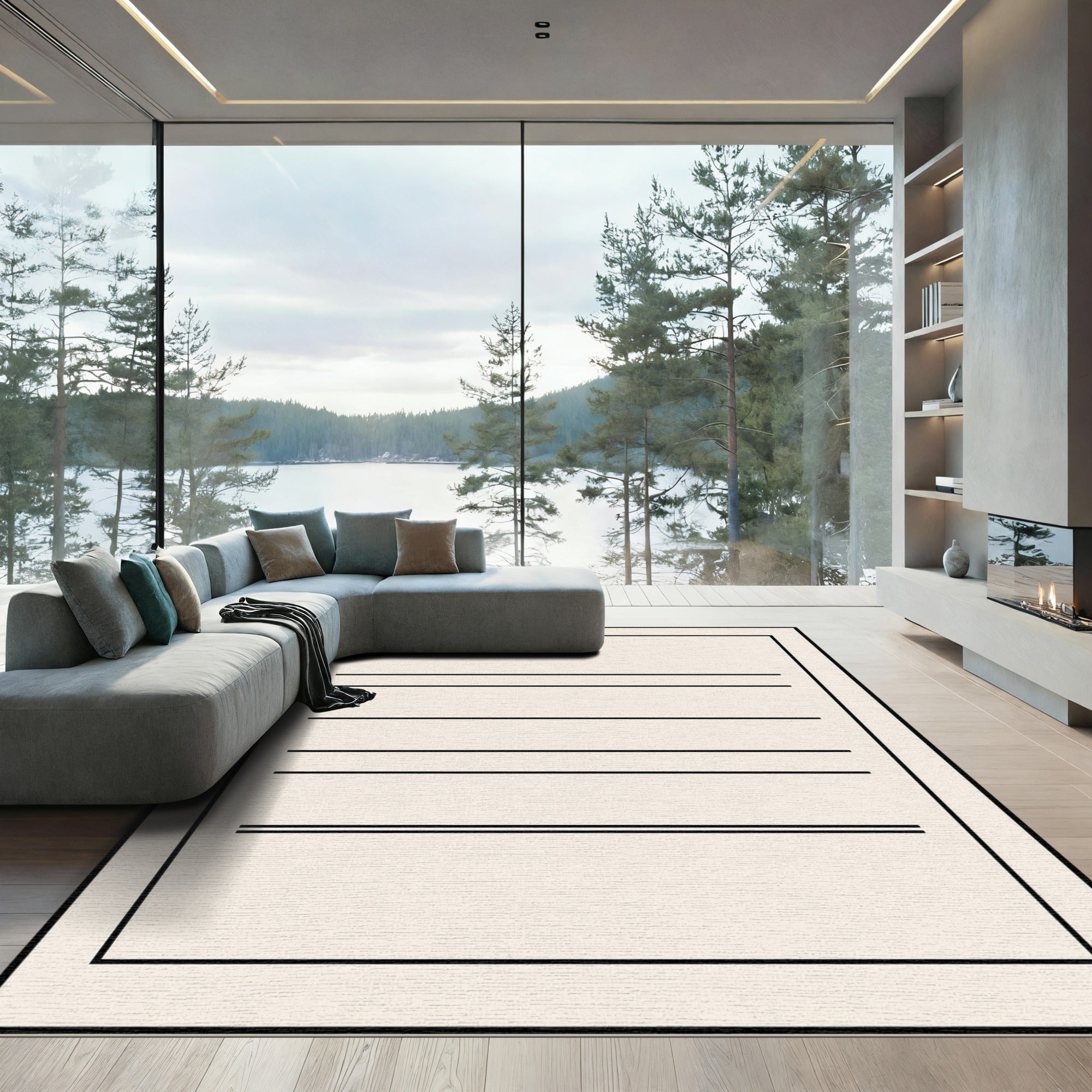Minimalist Cream Stripe A Design Rug