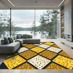 Yellow Gold Brown Confetti Diamond Pattern Rug