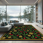 Crimson Berry Golden Starburst Flora Rug