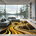 Liquid Gold Abstract Flowing Waterfall Rug