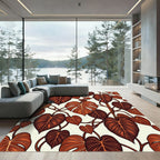 Lush Terracotta Tropical Monstera Foliage Rug