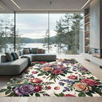 Romantic Pastel Rose Floral Bouquet Rug