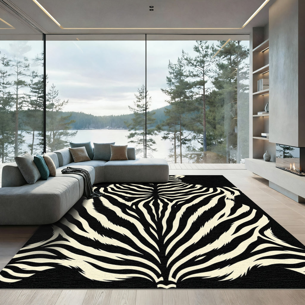 Wild Black White Animal Stripes Rug