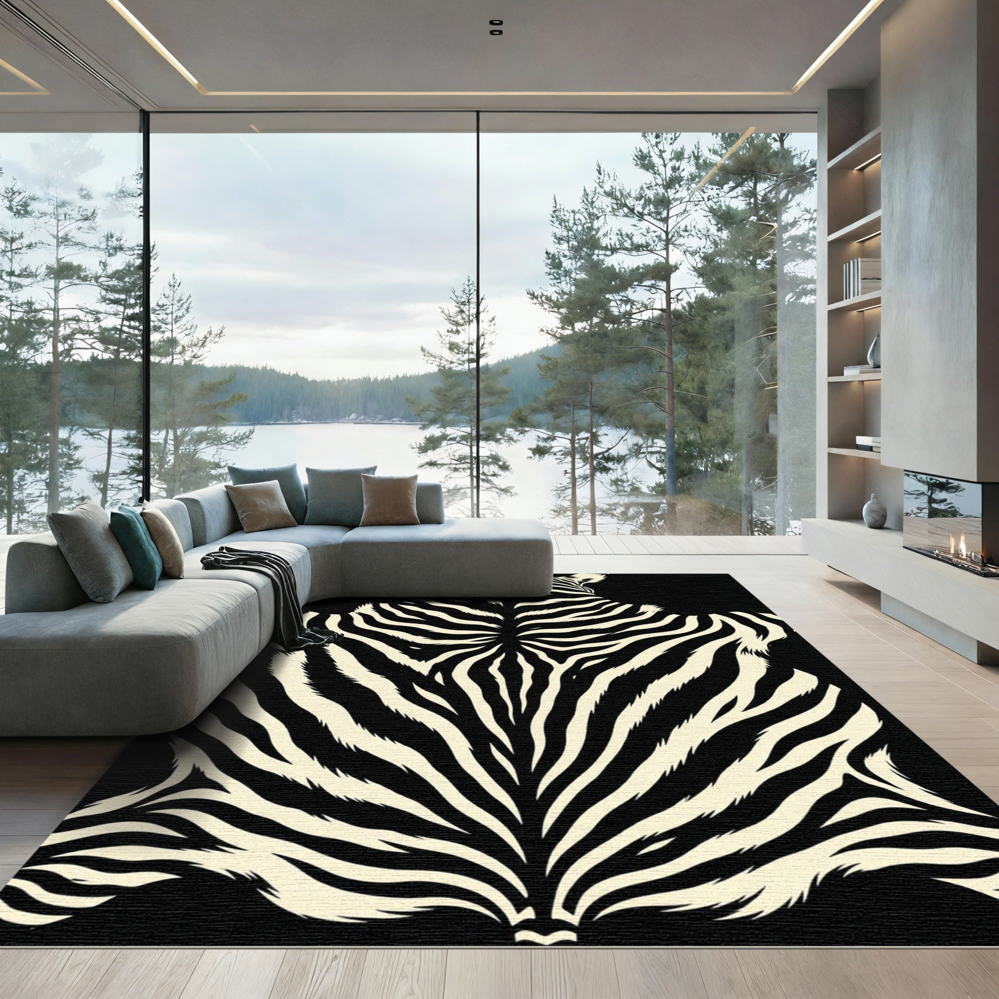 Wild Black White Animal Stripes Rug