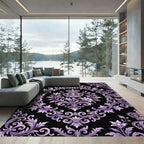 Royal Purple Damask Crown Scroll Rug