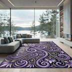 Elegant Purple Floral Swirls Rug