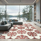 Modern Dusty Rose Snowflake Winter Tile Rug