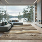 Rustic Natural Wood Grain Swirl Rug