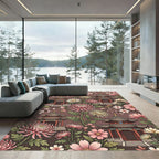 Chinoiserie Pagoda and Blossom Floral Tapestry Rug