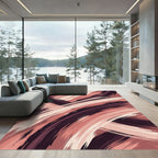 Abstract Earthy Tone Wavy Brushstroke Rug