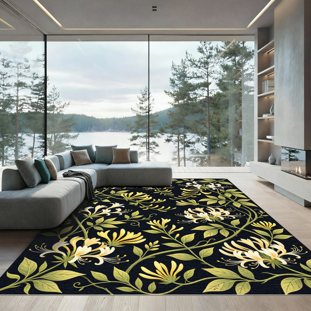 Golden White Honeysuckle Vine Rug