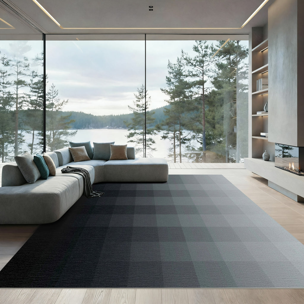 Monochrome Gradient Squared Relief Rug