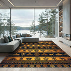 Golden Tribal African Geometric Art Rug