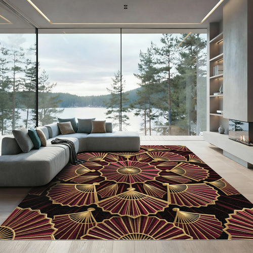 Art Deco Fan Geometric Medallion Rug