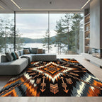 Earthy Geometric Aztec Chain Accent Rug