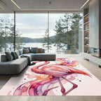 Watercolor Flamingo Abstract Pink Art Rug