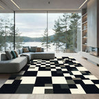 Monochrome Abstract Geometric Block Squares Rug