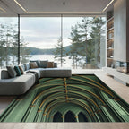 Emerald Gothic Vaulted Arch Geometry Rug