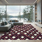Crimson Lattice Quatrefoil Deco Rug