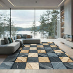 Checkered Stone Texture Blocks Rug