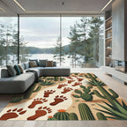 Earthy Desert Bear Tracks Cactus Rug