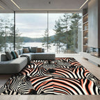 Coral Zebra Stripe Animal Whimsical Rug