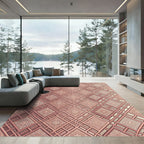 Elegant Dusty Rose Geometric Lattice Rug