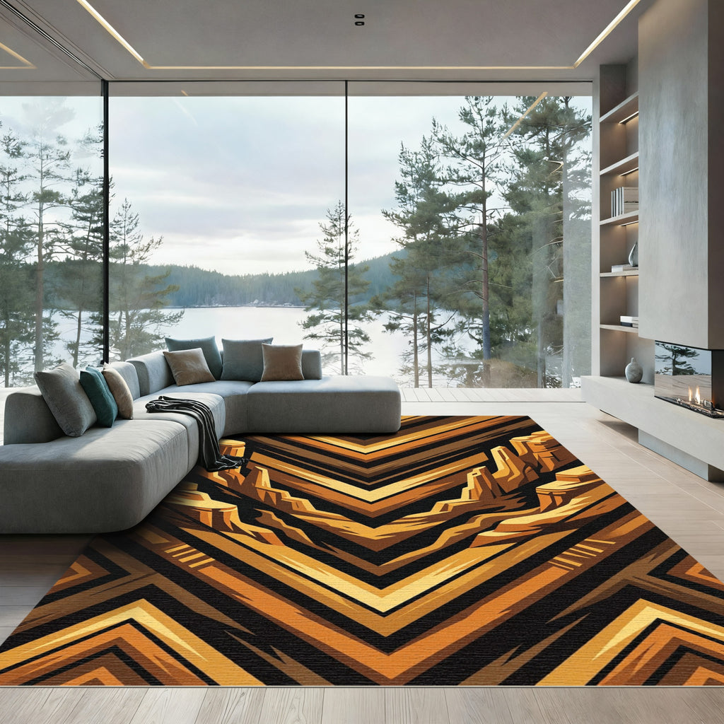 Golden Canyon Geometric V-Shape Rug