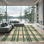 Classic Green and Beige Plaid Rug