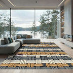 Woven Earthy Neutral Grid Texture Rug