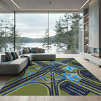 Modern Blue Highway Intersection Map Rug