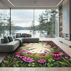 Vibrant Pink Purple Wildflower Meadow Rug