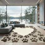 Heart Shaped Paw Print Neutral Rug