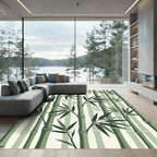 Serene Sage Bamboo Forest Illustration Rug