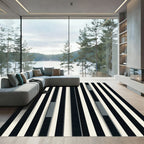 Modern Black White Gray Stripe Rug
