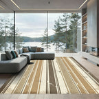 Distressed Earth Tone Vertical Striped Rug